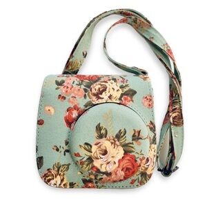 Instax Polaroid Case Crossbody Cottage Rose Floral Canvas Print EXC
